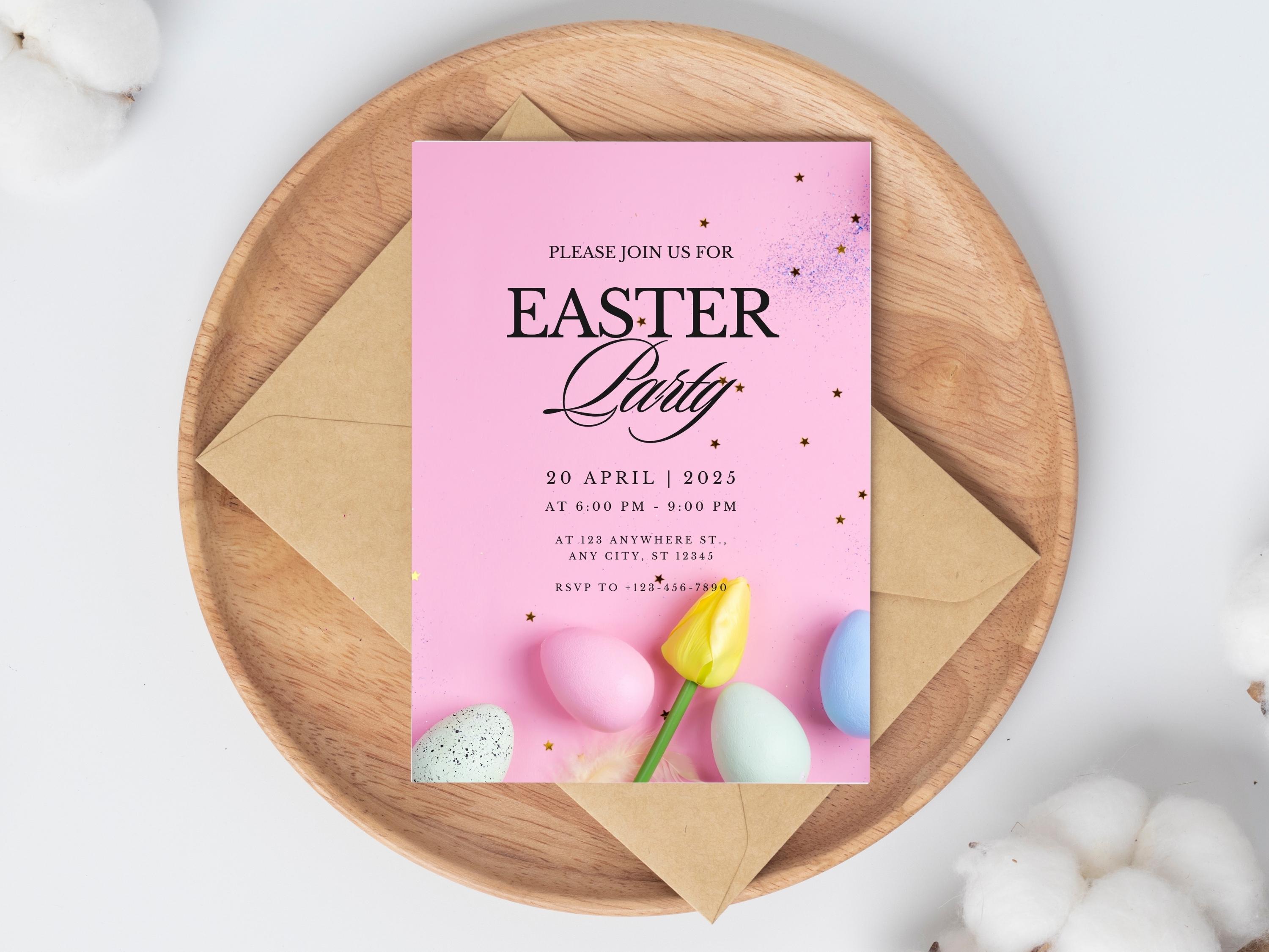 Editable Easter Party Invitation Template | 5x7 Canva Invite (instant ...