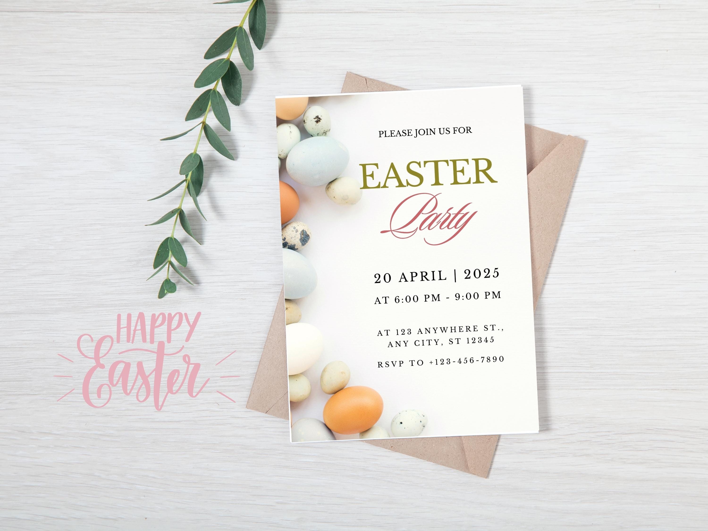 Editable Easter Party Invitation Template | Canva 5x7 (instant Download ...