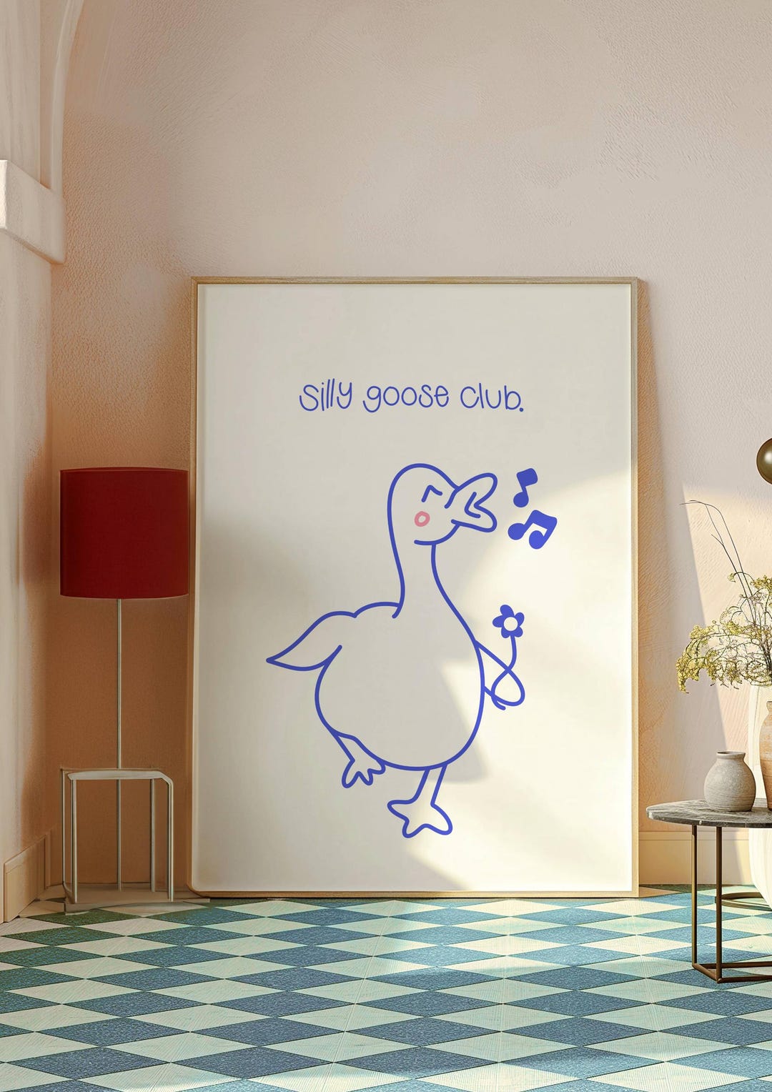 Silly Goose Club Groovy Wall Art Print, Cute Goose Art, Funky Wall Art ...