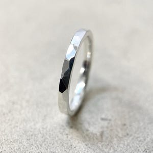 Hammered Sterling Silver Ring - Thin Minimalist Band