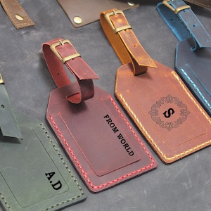 Personalized Leather Luggage, Gifts For Her, Full Grain Leather Luggage Tag,