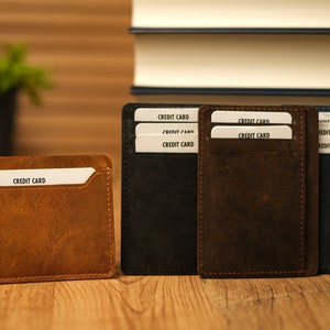 Minimalistisches Kartenetui, handgemachtes Leder Kartenetui, elegantes schlankes Kartenetui, klassisches kleines Herren Portemonnaie, Kreditkartenetui, Geschenk für Ihn,