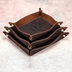 Valet Tablett-Personalisiertes Catchall, Personalisiertes Valet-Tablett, Leder-Schreibtisch-Caddy, handgefertigtes Leder-Valet-Tablett, Geschenke für Männer, Geschenk für sie,