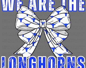 Custom Coquette Longhorns Bow School Spirit Png|Texas area code png|Retro Mascot| We are pride|preppy game day college town|