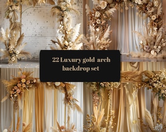 22 luxury gold boho backdrop set, luxury background, luxury overlays, luxury backdrop, digital background, digital backdrop, digital overlay