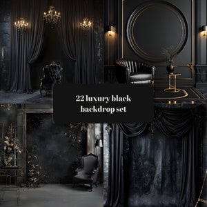 22 luxury black backdrop set, luxury overlays, luxury background, digital backdrop, luxury background, digital overlays, background