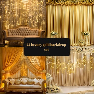 22 luxury gold backdrop set, Luxury overlays, digital background, digital overlays, Luxury backgrounds, studio overlays, studio backgrounds