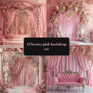 22 Luxury pink backdrop set, Luxury backdrop, Luxury backdrop set, digital overlays, digital backdrops, Luxury overlays, digital background