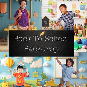 Back To School Backdrop, Kids Portrait Photography, Luxury Backdrop, Preschool Classroom Background, 1st Day of School Photo Graduation