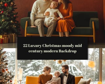 Christmas moody mid century modern Backdrop, digital background, Luxury backdrop, digital backdrop, photography background, studio overlays
