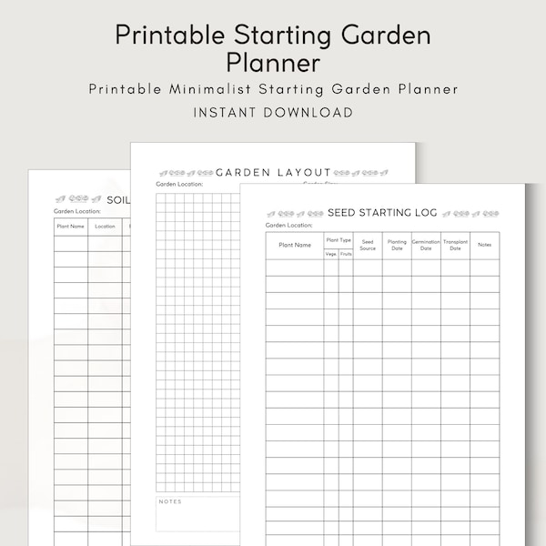 Printable Planting Planner | Garden Layout | Soil Preparation Log | Seed Starting Log | A4/A5/Letter | Downloadable Planner
