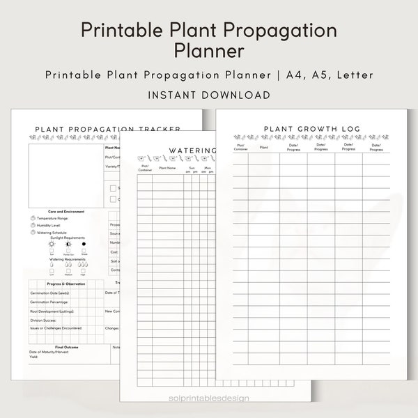 Printable Planting Planner | Plant Profile | Soil Preparation Log | Seed Starting Log | A4/A5/Letter | Downloadable Planner