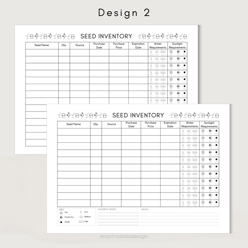 Printable Seed &amp; Fertilizer Inventory | Seed Inventory | Fertilizer ...