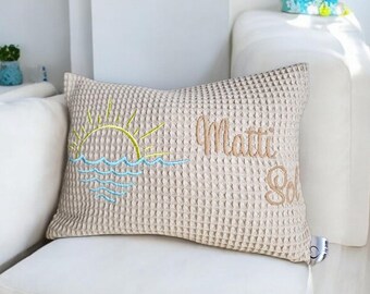 Name pillow "Sunrise" | Children's pillow embroidered | Adult pillow personalized