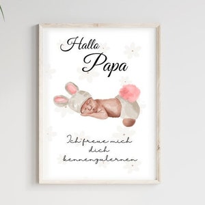 Schwangerschaftsverkündung, Hallo Papa, Wandbild, Poster, Ich bin Schwanger, Baby, Geschenk Papa personalisiert