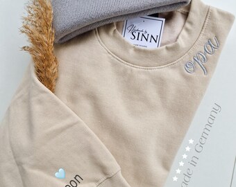 Grandpa sweater or T-shirt personalized with name&heart, grandchild/child's name, Father's Day gift, gift embroidered personalized