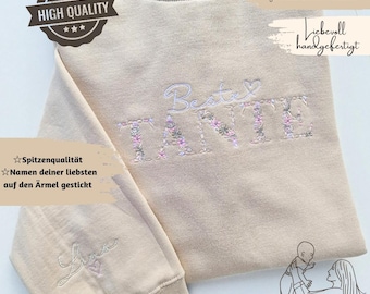 Best Aunt Sweater/T-shirt personalized with name, Aunt gift, gift embroidered