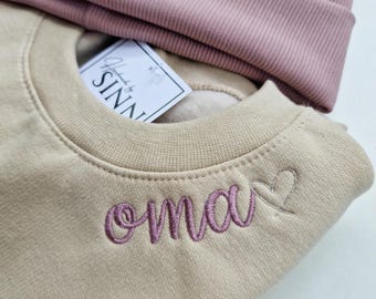 Grandma sweater or T-shirt personalized with name&heart, grandchild/child's name, Mother's Day gift, gift embroidered personalized