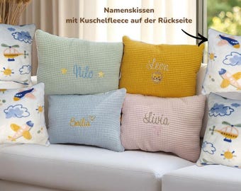 Name pillow with fleece backing | Embroidered baby and children's pillow | Personalized pillow