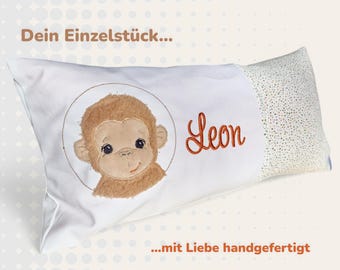 Name pillow monkey | Baby- children's decorative pillow embroidered | Personalized pillow