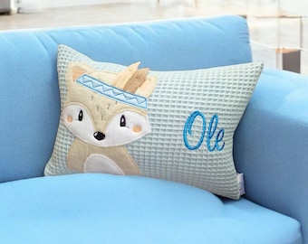 Fox name pillow | Embroidered baby and children's pillow | Personalized pillow