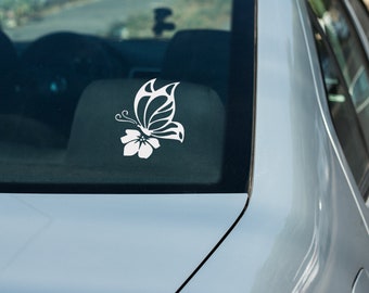 Vinyl autosticker vlinder en bloem