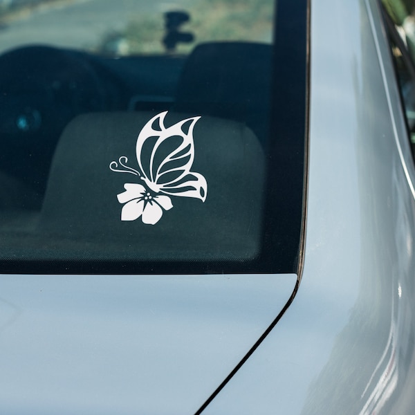 Butterfly and Flower Decal | Vinyl Car Decal | Butterfly Car Decal