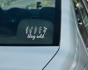 Stay Wild Wildflower Car Decal: Weather-Resistant Vinyl Sticker