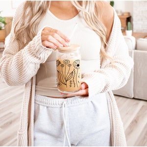 Wildflowers Glass Tumbler with Bamboo Lid & Straw - 16oz