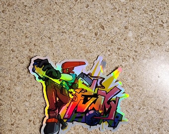 Holographic Bomb Rush Cyberfunk sticker