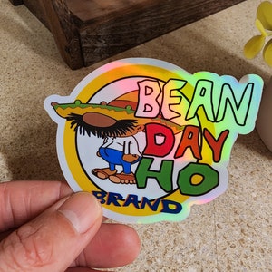 Pegatina holográfica de la marca Bean Day Ho, adhesivo fuerte de 2,5" y despegable muy fácil