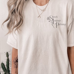 Camisa de logopedia, camiseta minimalista del logopeda, regalo SLP, regalos de graduación escolar, sudadera floral del logopeda
