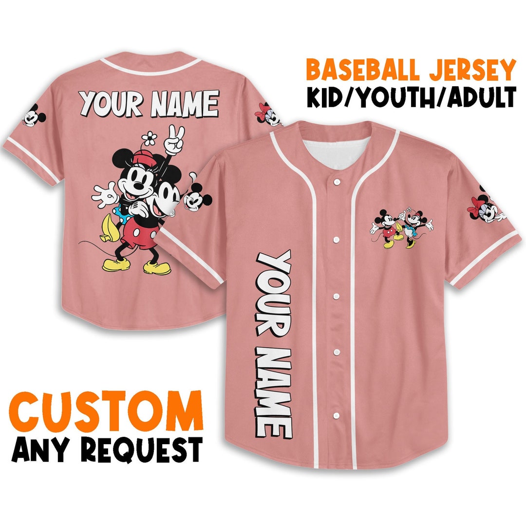 Personalize Disney Mikey Minnie Vintage Pink Jersey Matching Etsy