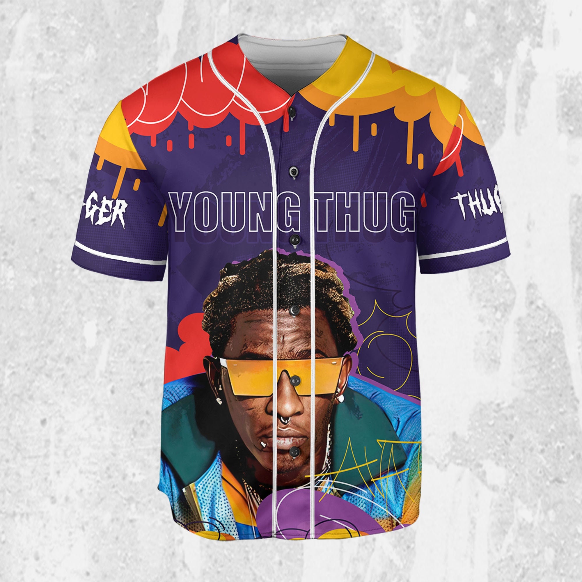 Discover Personalize Young Thug Hiphop Colorful Jersey, Young Thug Baseball Jersey