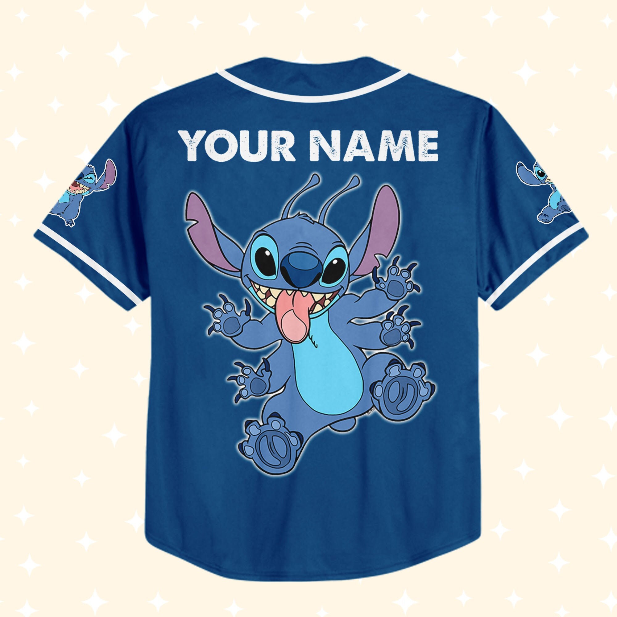 Personalize stitch blue white Baseball Jersey, Disney Lilo and Stitch Jersey sold by Loon SKU