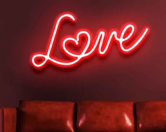 Custom 'Love' Neon Sign: Heart LED Wall Decor