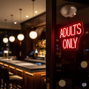 Adults Only Neon Bar Sign – Customized LED Light for Hotel, Club & Lounge – Personalized Speakeasy Wall Signage Gift