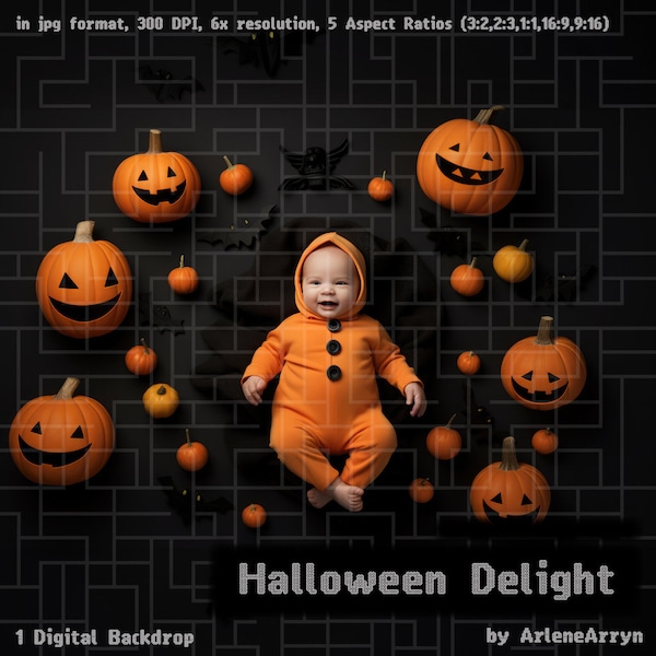 Halloween Delight Digital Backdrops Background Overlays Composites Newborn Props Baby Kid's Child Boy Girl Photoshoots Photography Backdrop