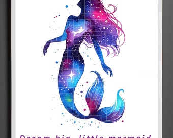 Mermaid Print, Mermaid Wall Art, Mermaid Printable Art, Mermaid Poster Decor, Poster, Mermaid Nursery Decor, Girls Bedroom Decor, Prints