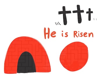 He is Risen T-shirt PNG | Christian Easter Shirt PNG Resurrection Digital Download | Empty Tomb & Crosses Watercolor Clipart | Sublimation