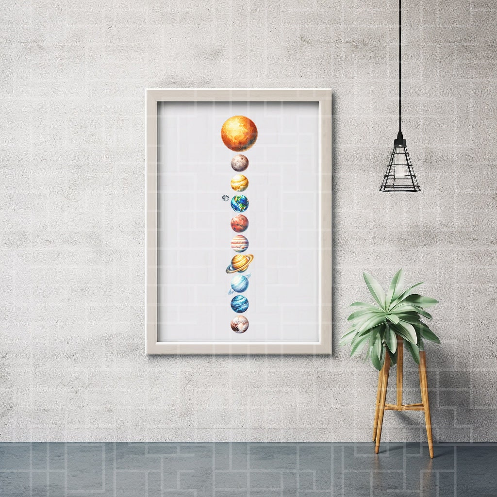 Solar System Wall Art Poster Print for Kids, Digital Download ...