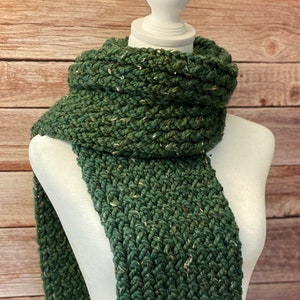 Green Kale Knitted Bulky Long Scarf - Wool Long Scarf - Chunky Knitted Scarf - Knitted Scarf