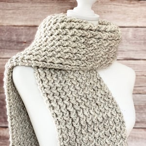 Cream Wheat Bulky Long Knitted Chunky Scarf - Gray Scarf - Knitted Scarf