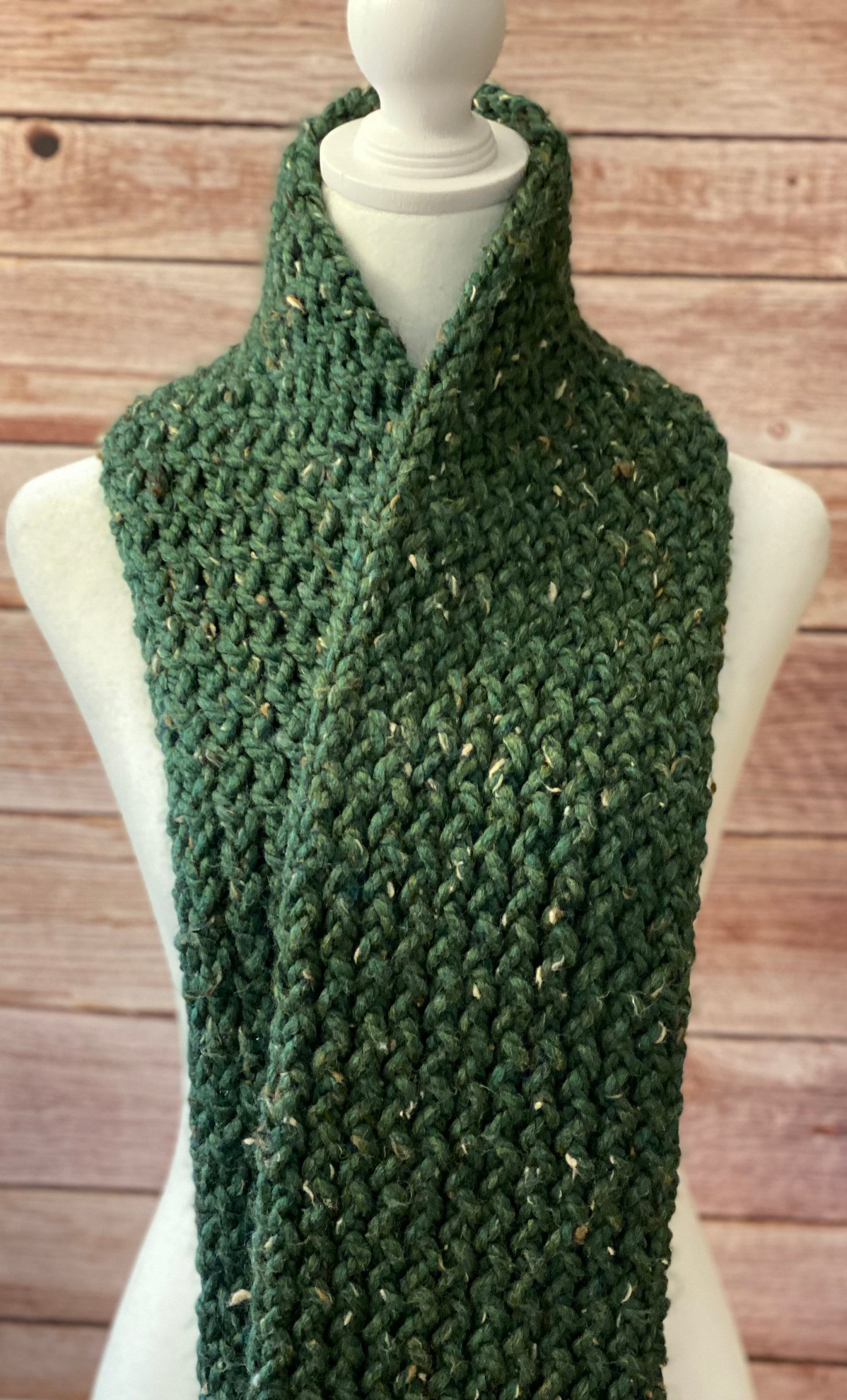 Green Knit Scarf Chunky Wool Blend Scarf Long Handmade - Etsy
