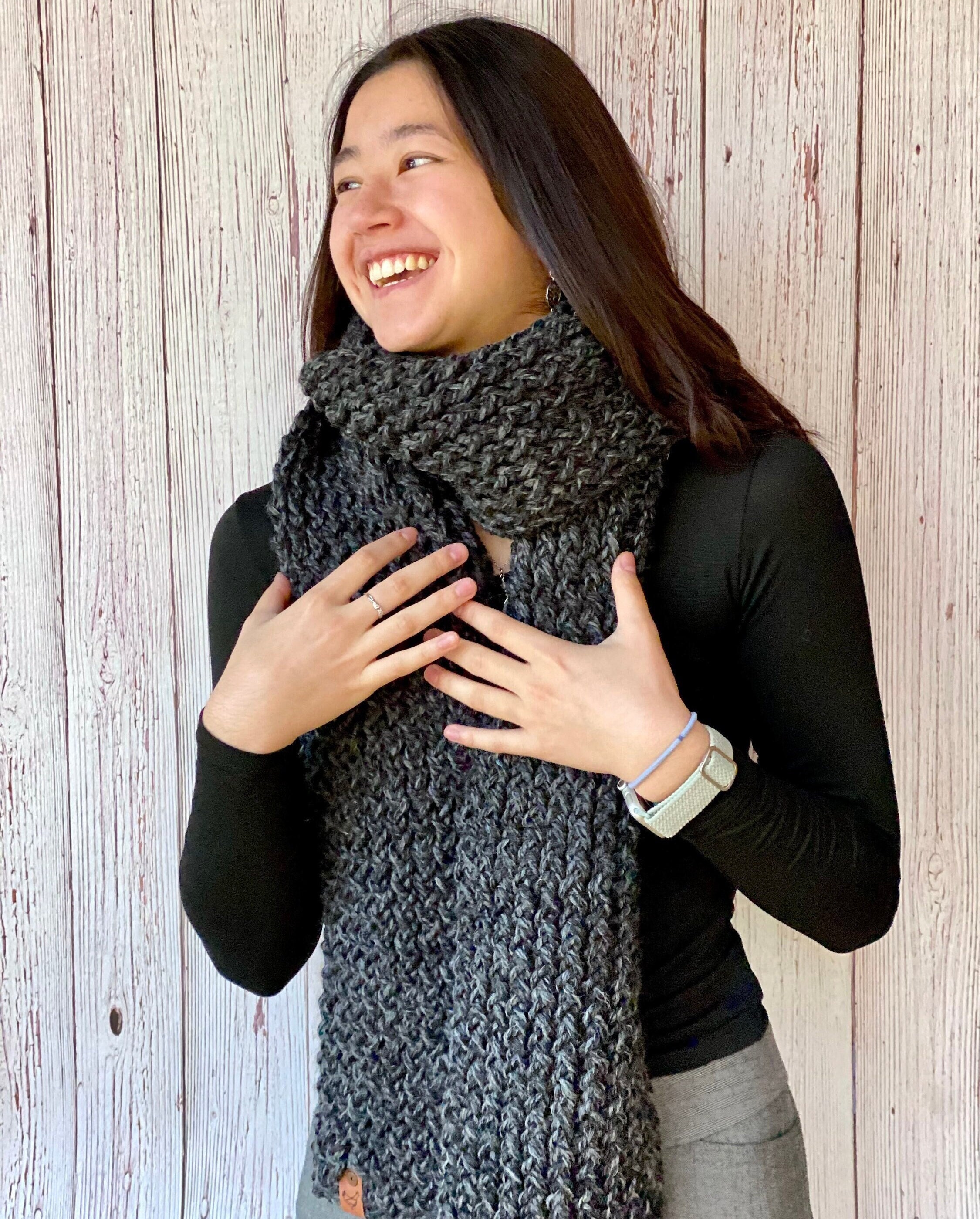 Knit Black Scarf - Etsy Knit Black Scarf - Etsy