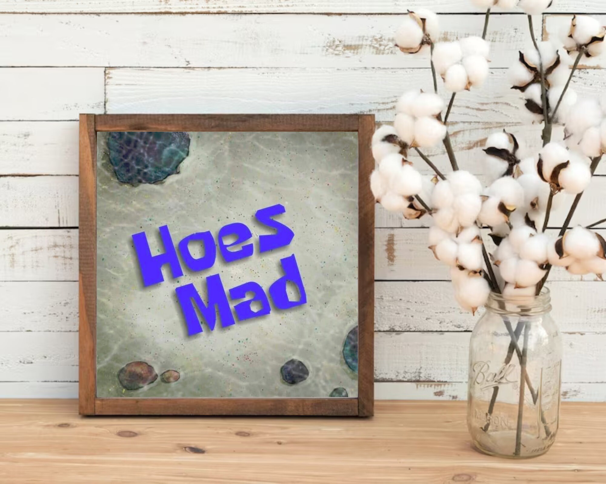 Spongebob Inspired Sign, Hoes Mad Wooden Sign, Funny Quote Sign for
