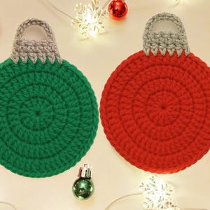 Easy & Fast Christmas Decor PDF Pattern, Tree ornament Instant Digital Download, Bauble Coaster Crochet PDF