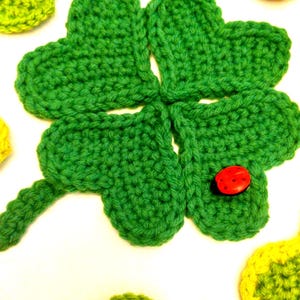 Patrón de crochet de trébol fácil, regalo de decoración DIY, Día de San Patricio, Suerte, Suerte, 4 lief, Posavasos de trébol, Trébol