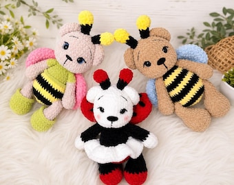 Crochet Teddy Bee & Ladybug Pattern: Amigurumi Plush Toy (PDF)