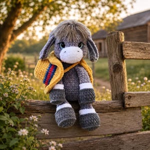 Crochet pattern Donkey, PDF file in English and French, Amigurumi toy pattern